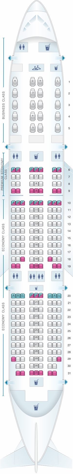Seat map for American Airlines Boeing B787-8 config.2