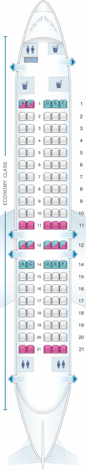 Seat map for QantasLink Fokker 100