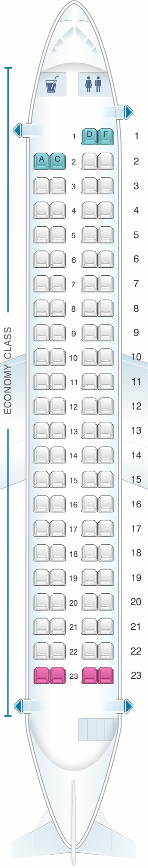 Seat map for SpiceJet Bombardier Q400 config.2