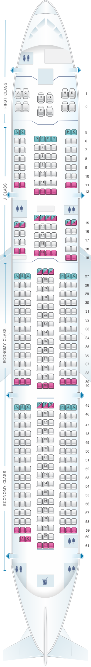 Seat Map Japan Airlines Airbus A350 900 Seatmaestro