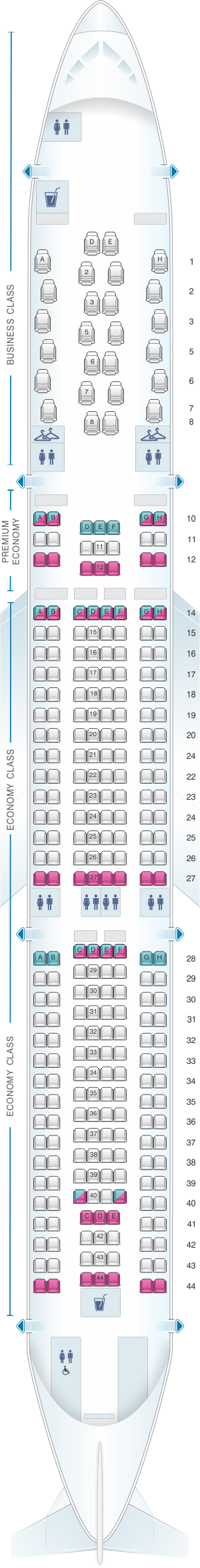 Seat map for Air Calin Airbus A330 Neo