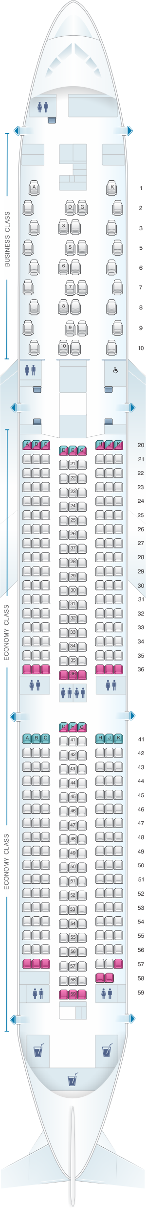 Seat map for Eva Air Boeing B787 10