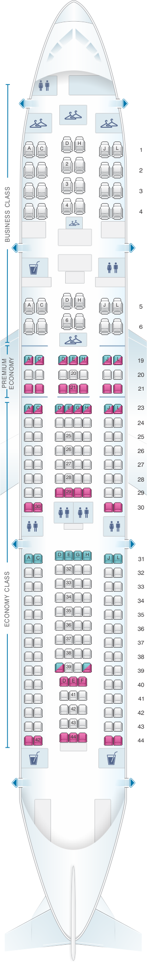 Seat map for Air France Airbus A330 200 224PAX