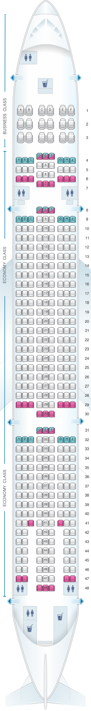 Seat map for Hi Fly Airbus A330 900