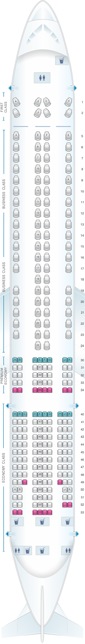 Seat map for British Airways Boeing B777 300 V2