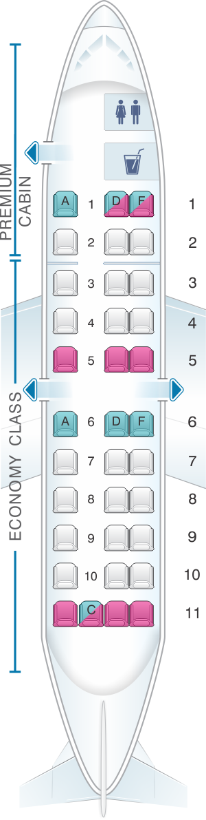Seat map for WestJet Saab 340